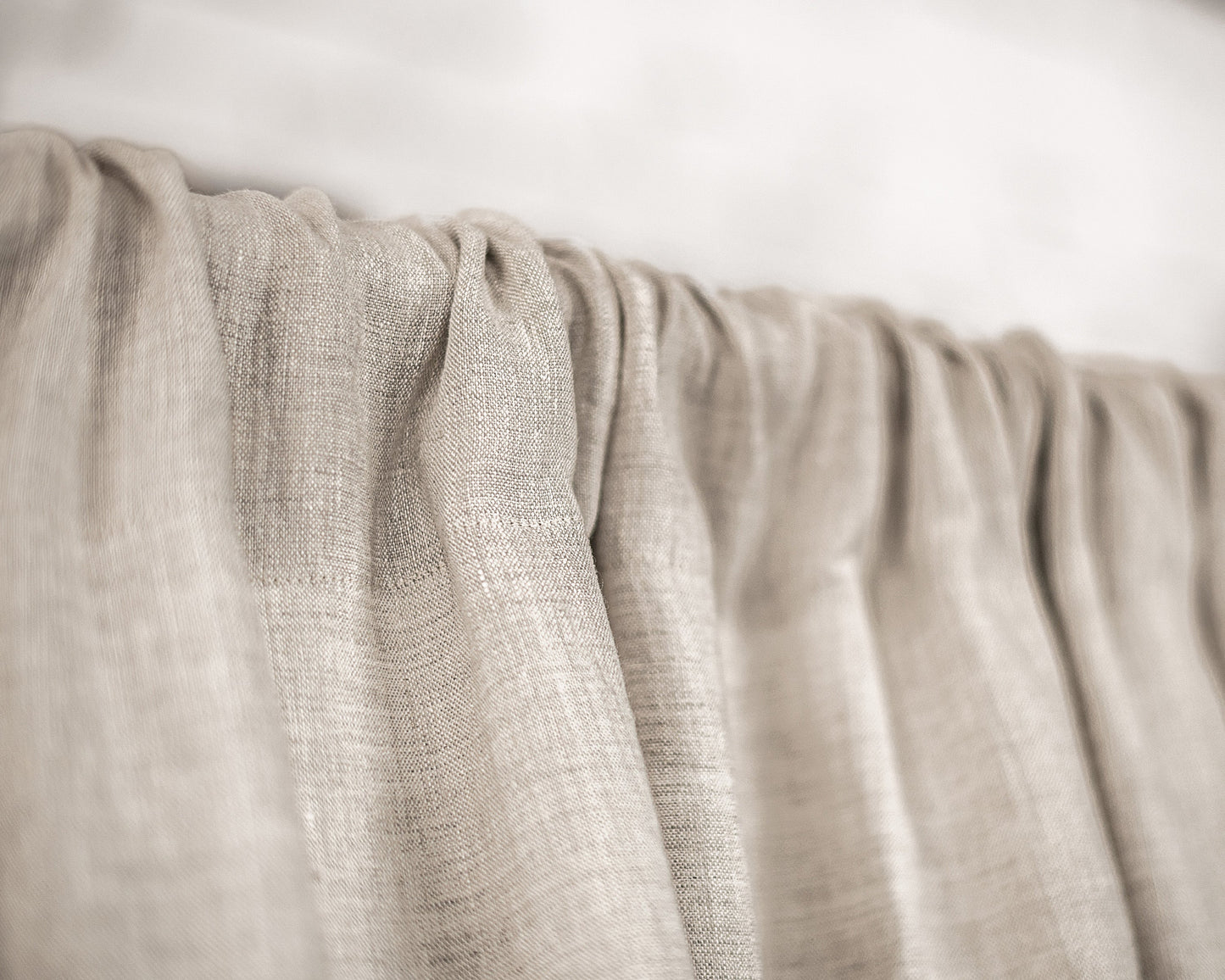 Light Grey linen curtain with ruffles, rod pocket