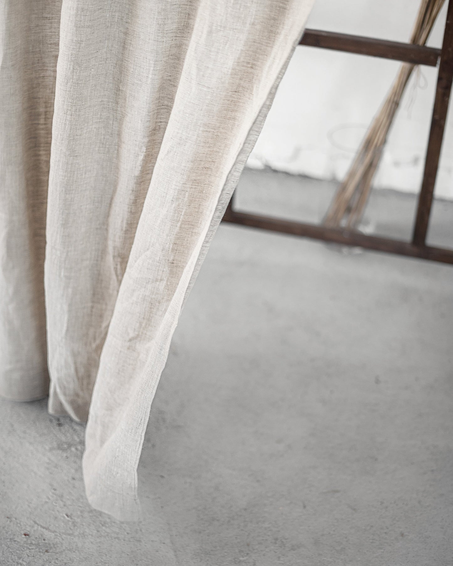 Night Blue linen curtain with tabs