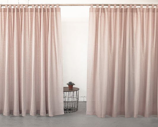 Pale Pink linen curtain with tabs