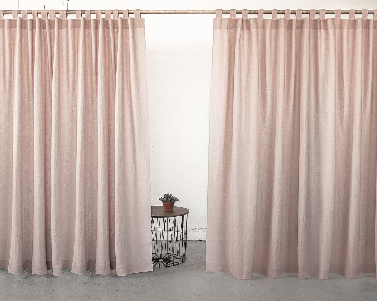 Ice Blue linen curtain with tabs