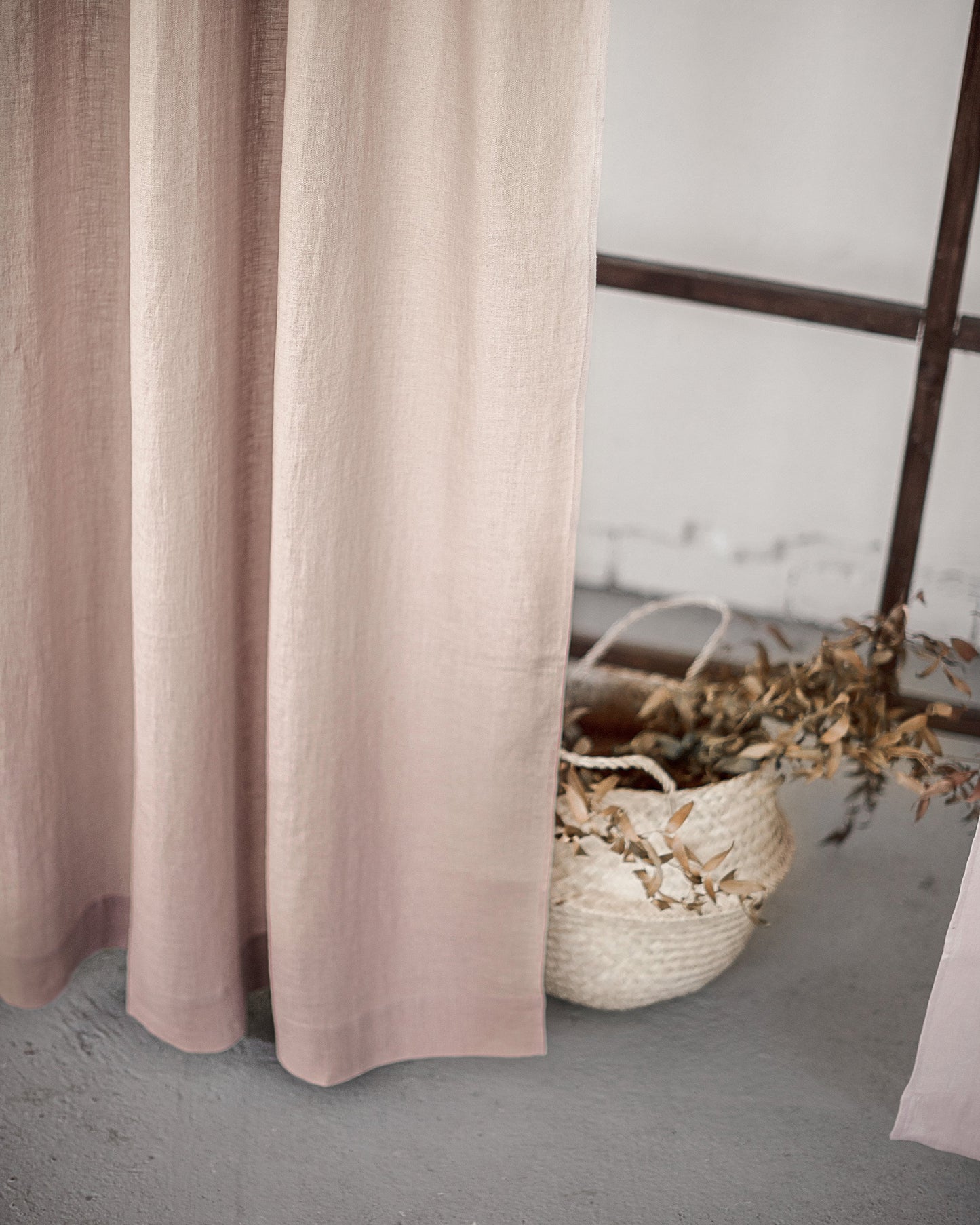 Ice Blue linen curtain with tabs
