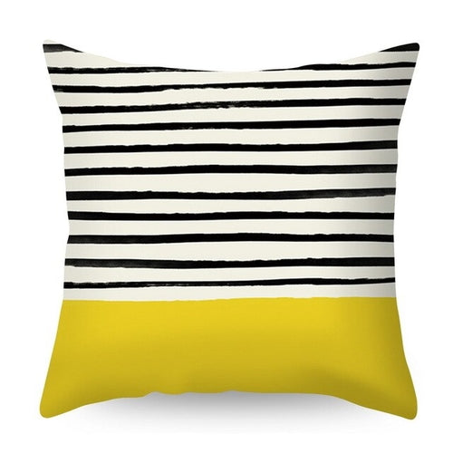 Urijk Yellow Geometric Printed Throw Pillow Case