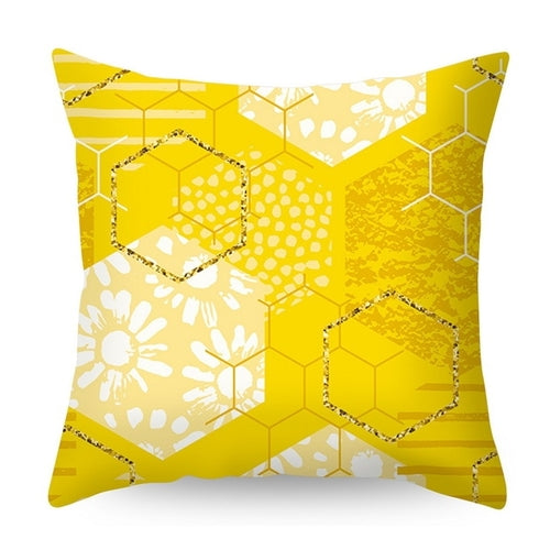 Urijk Yellow Geometric Printed Throw Pillow Case