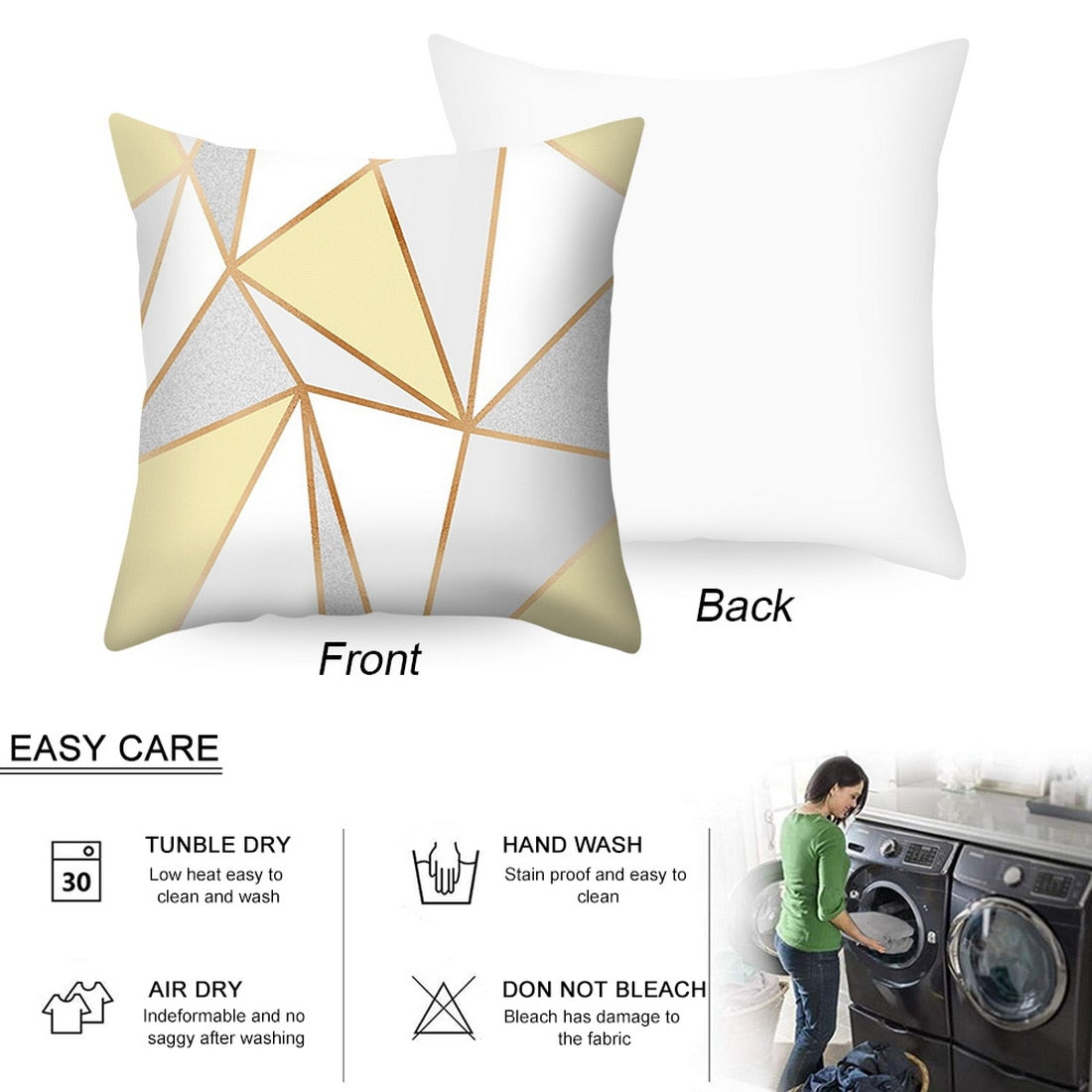 Urijk Yellow Geometric Printed Throw Pillow Case