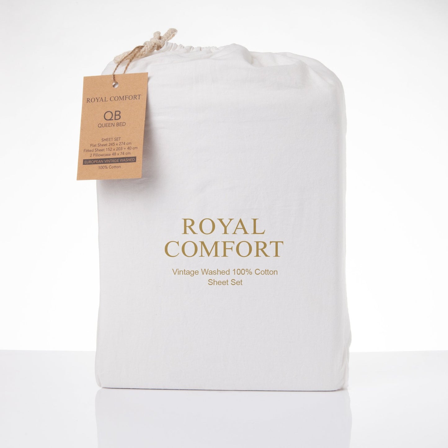 Royal Comfort Vintage Washed 100% Cotton Sheet Set Fitted Flat Sheet
