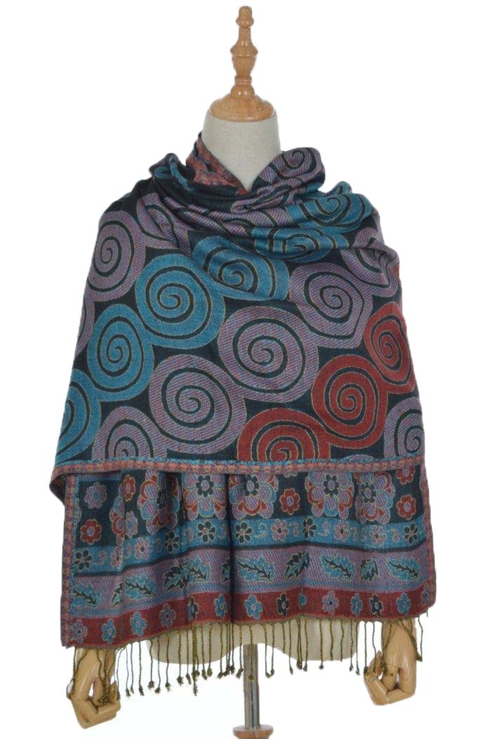 Multi-coloured Reversible Modal Jamawar Pashmina Scarf