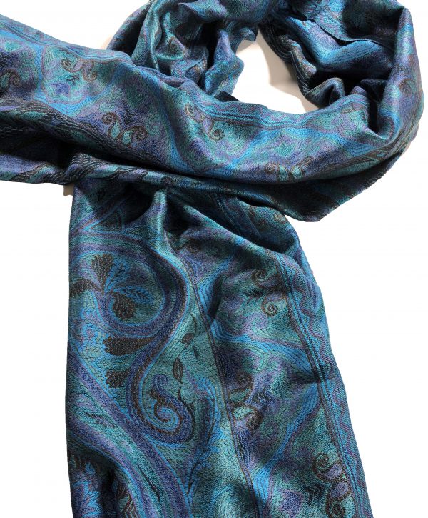 Blue/Green Jamawar Pashmina
