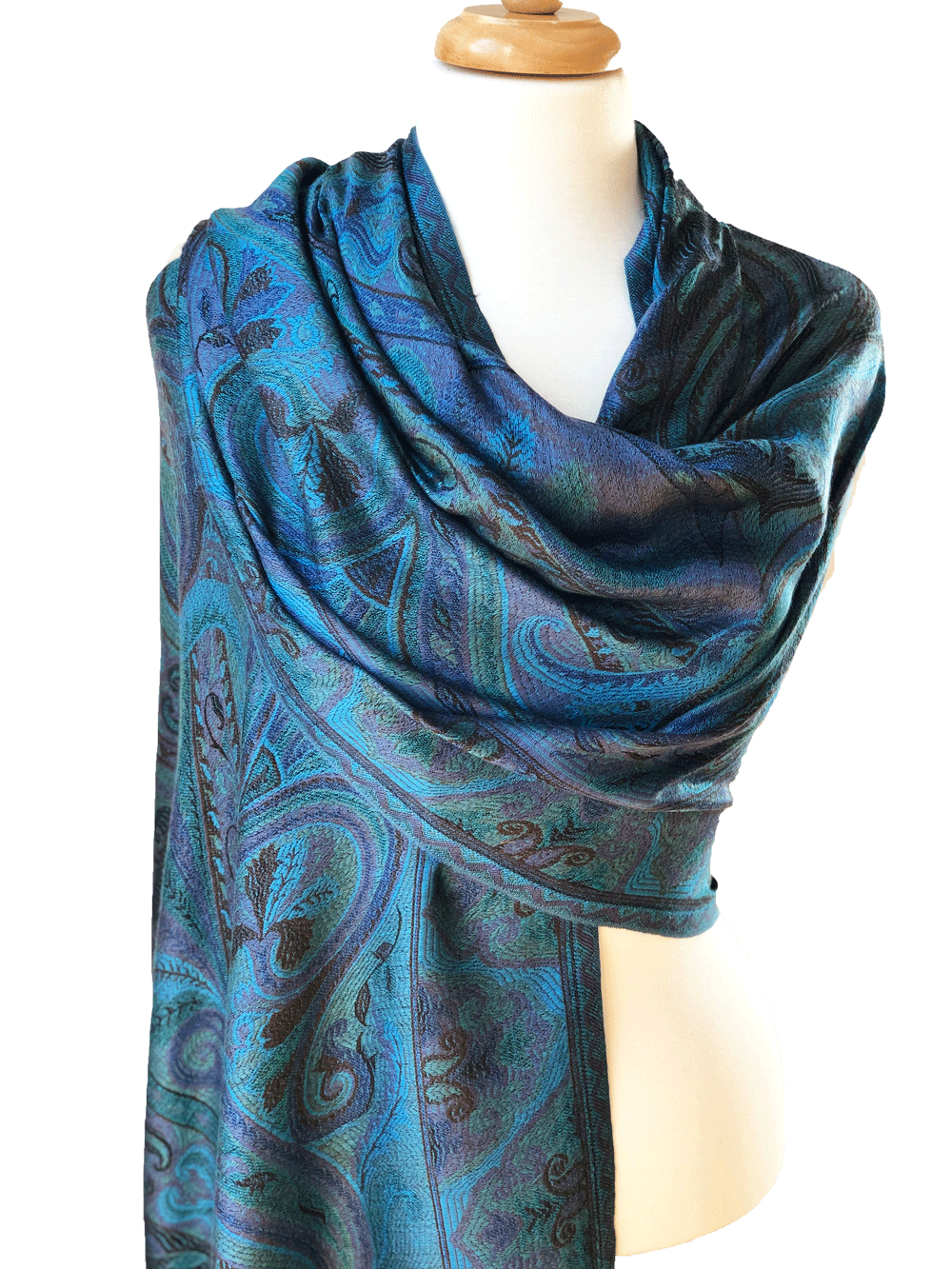 Blue/Green Jamawar Pashmina
