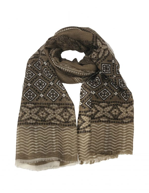 Taupe Hand Painted Wool & Silk Blend Scarf