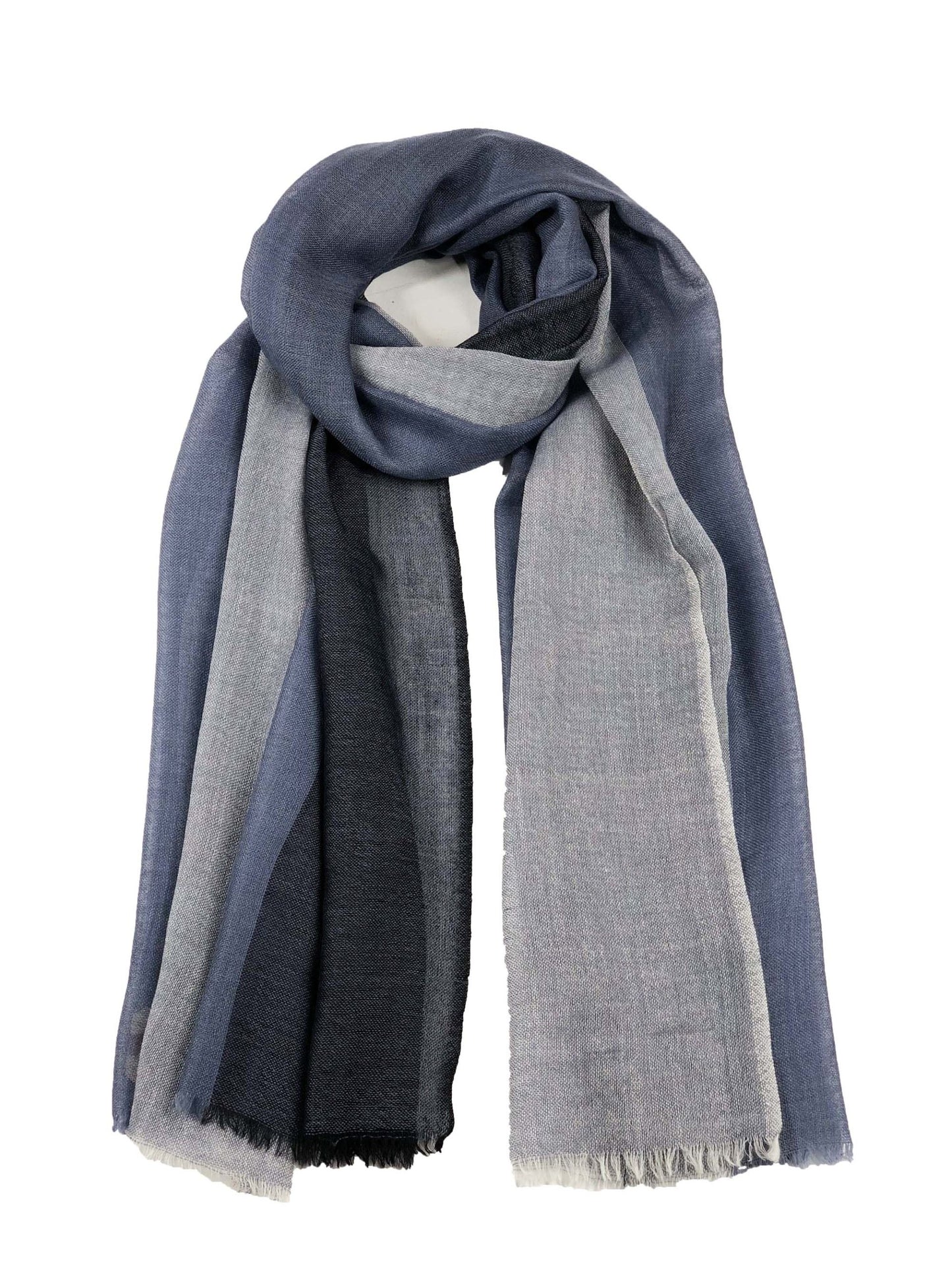 Lightweight Blue Wool Ombre Scarf