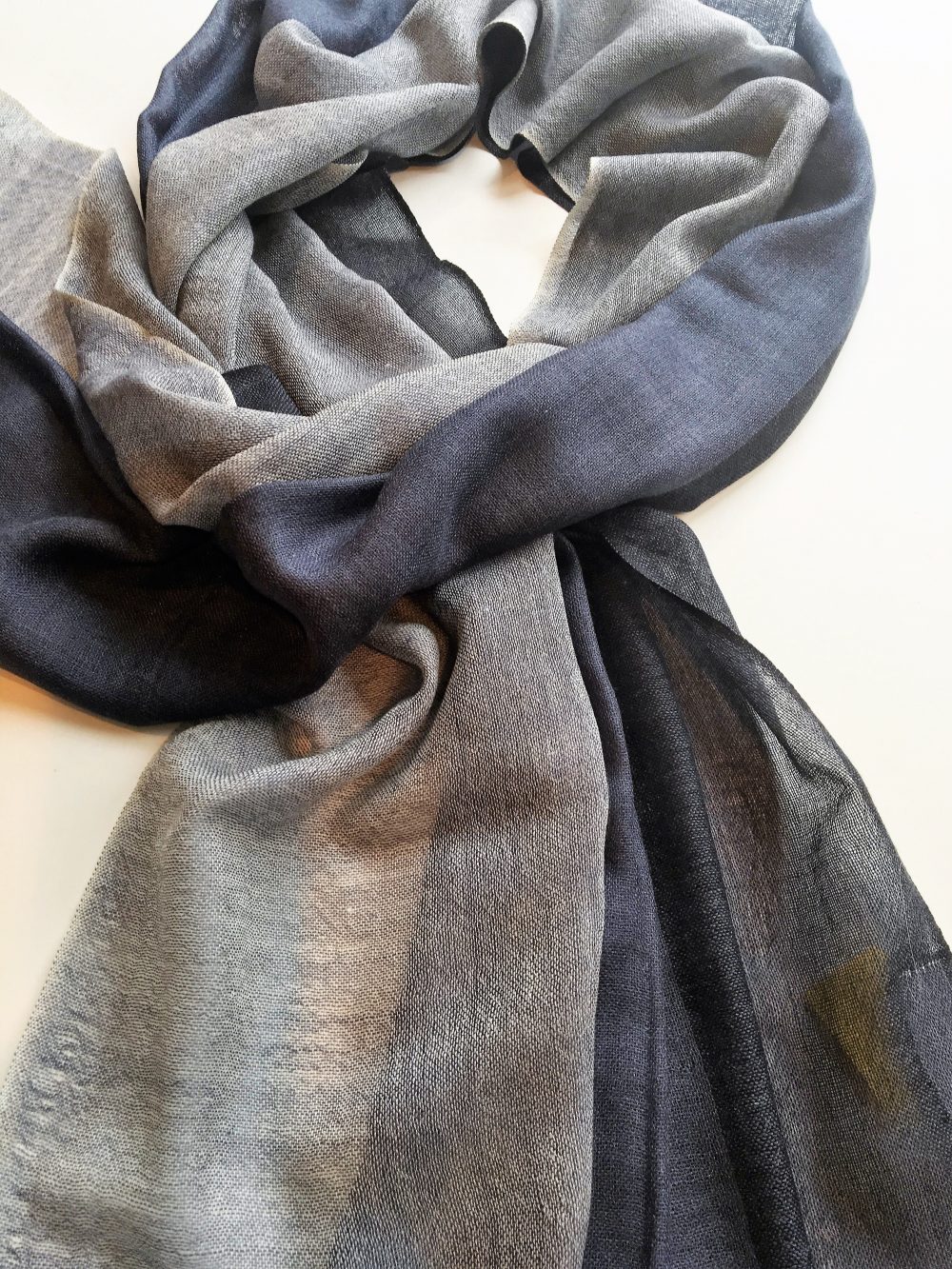 Lightweight Blue Wool Ombre Scarf