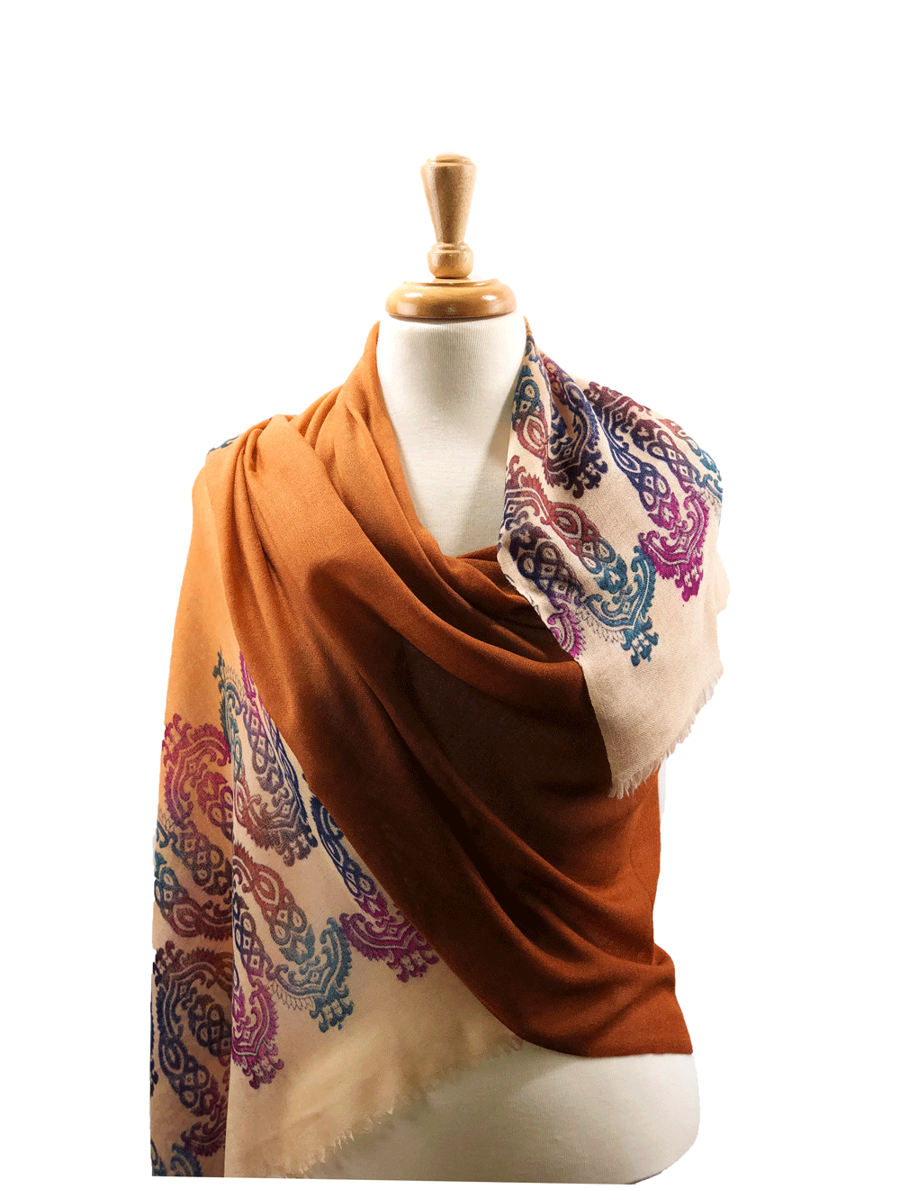 Hand Painted Rust Screen Print Scarf