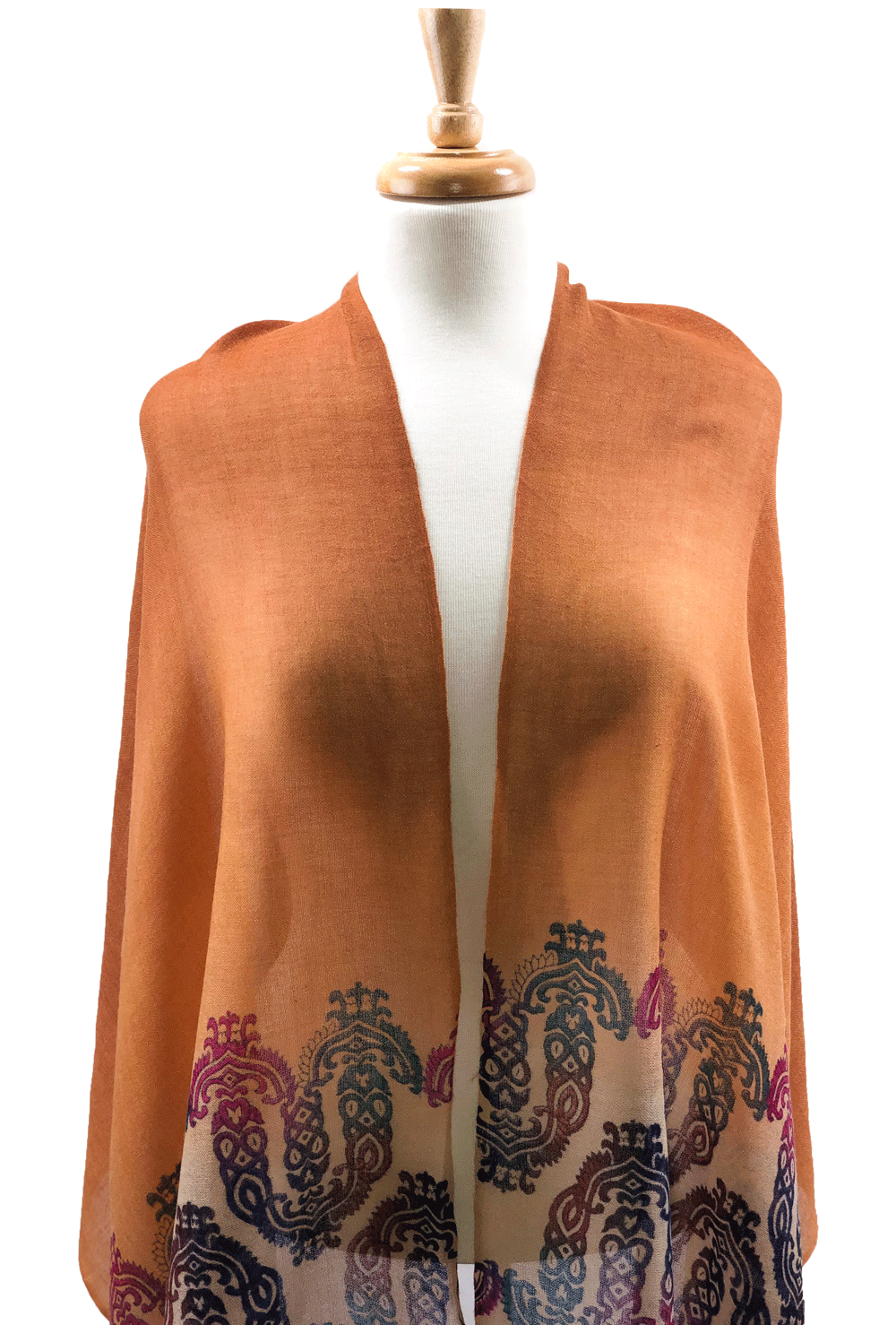 Hand Painted Rust Screen Print Scarf