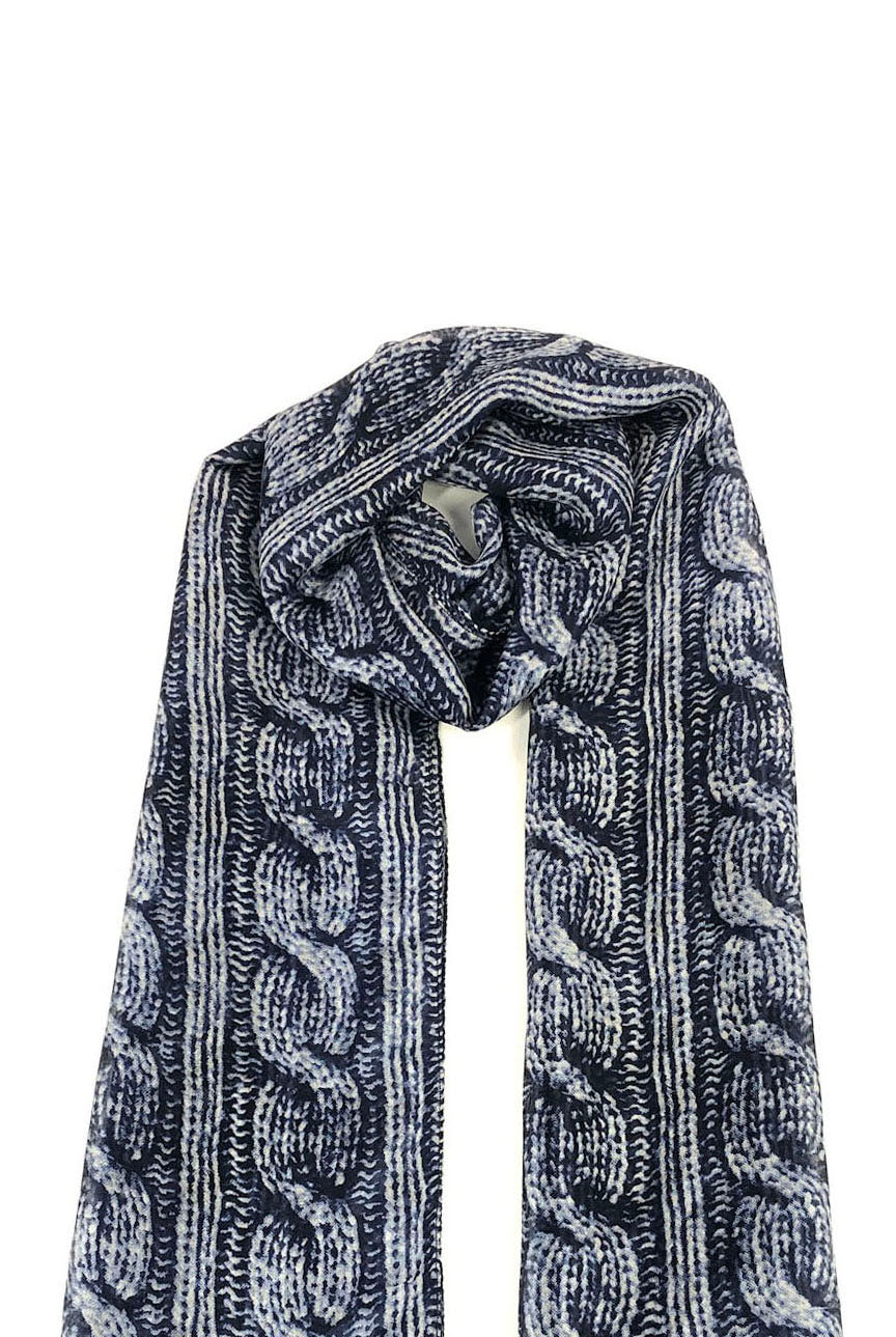 Navy Blue Silk Scarf