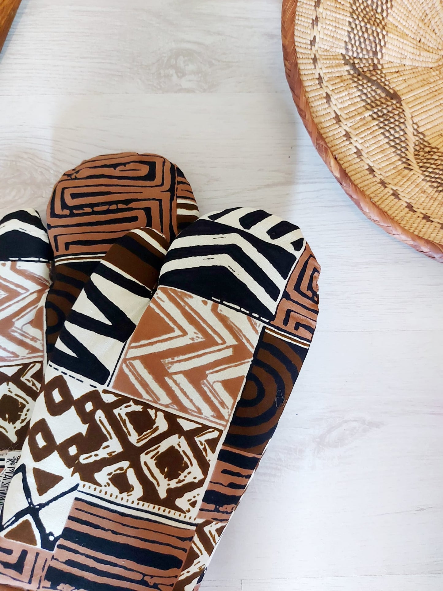 Set of 2 Oven Gloves Handmade "Mudcloth" Bogolan Print Inspired