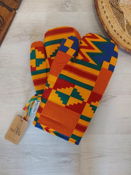 Set of 2 Oven Gloves Handmade "Mudcloth" Bogolan Print Inspired