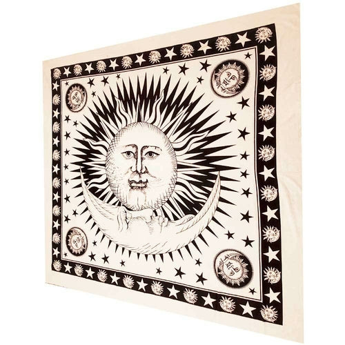Divine Sun & Crescent Moon Tapestry