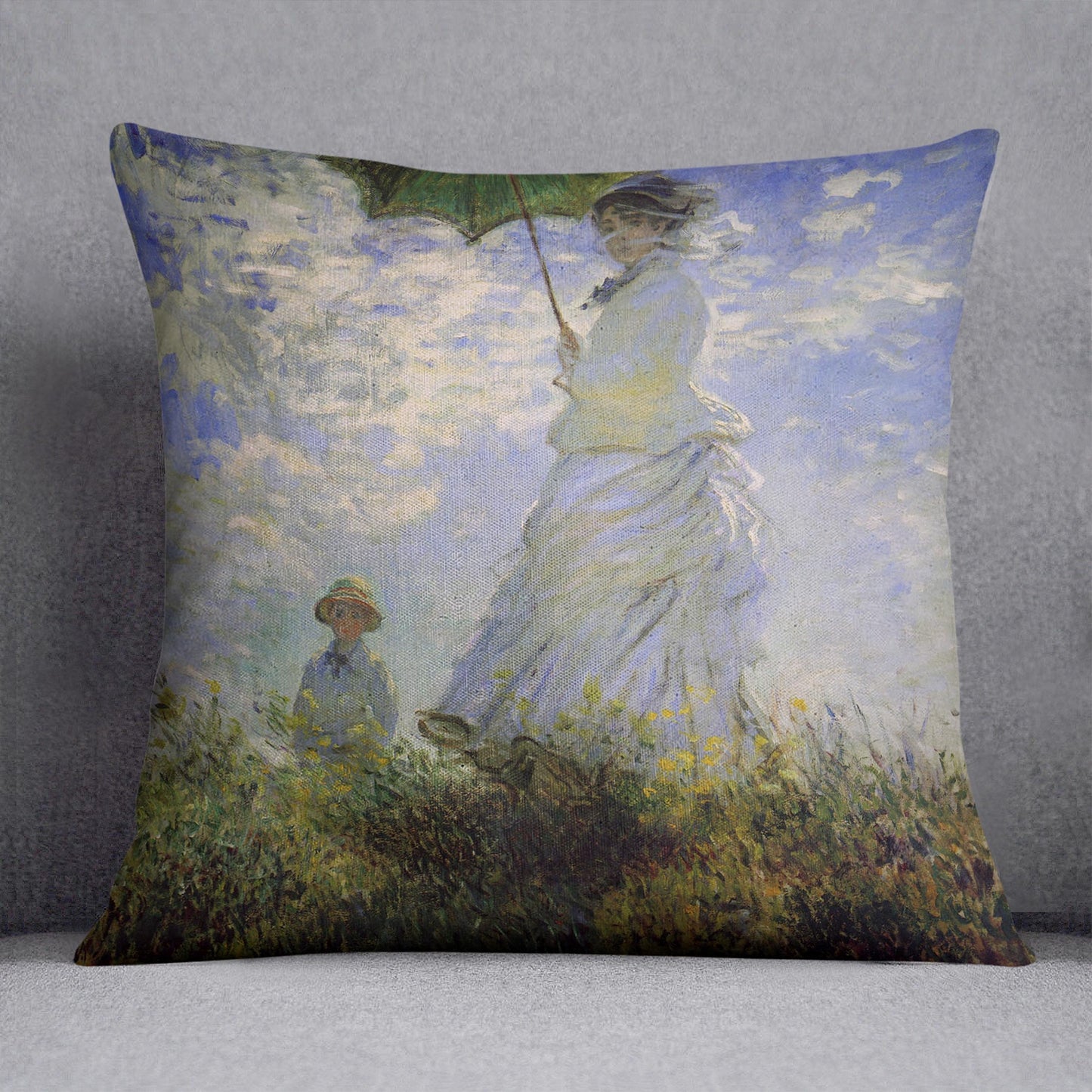 Woman with a parasol by Monet Cushion