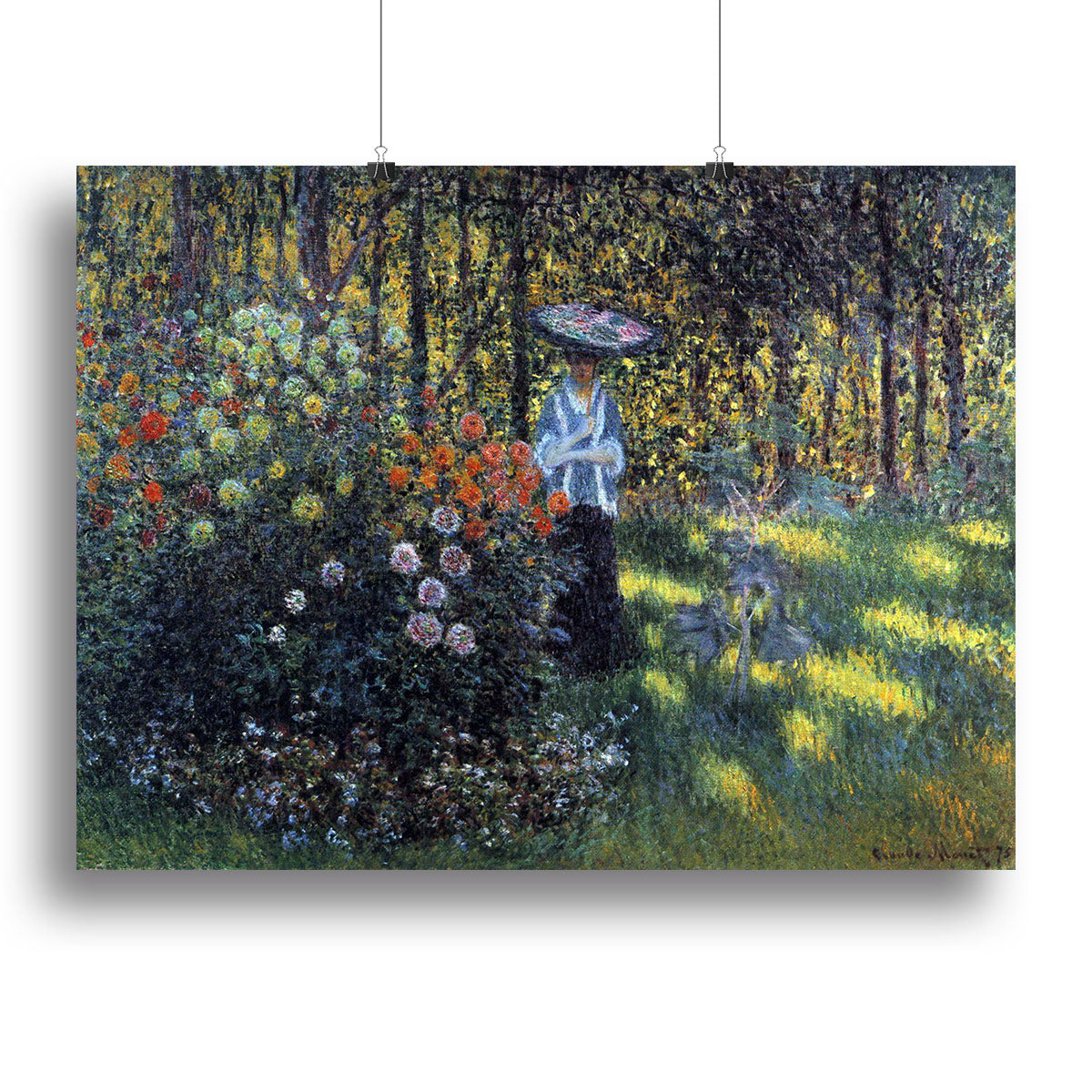 Woman with a parasol in the garden of Argenteuil by Monet Canvas Print