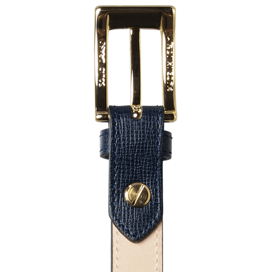 20 mm Saffiano Leather Belt Blue