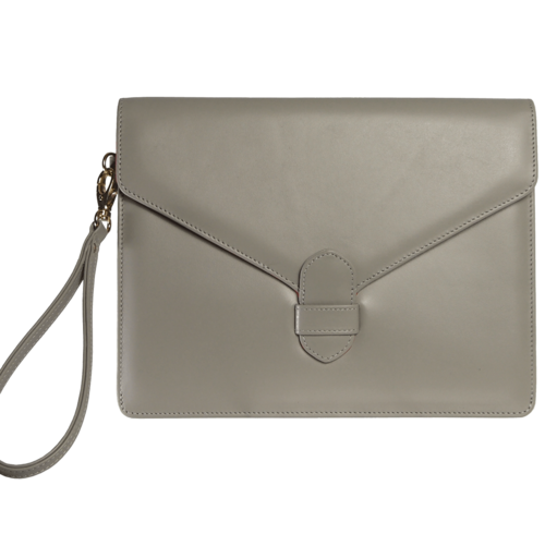 Buffed Leather Envelope Clutch Pumice