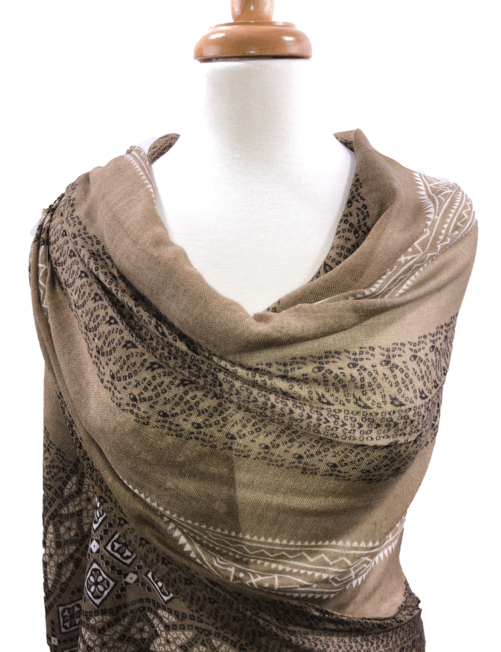 Taupe Hand Painted Wool & Silk Blend Scarf