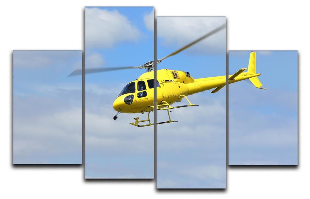 Yellow helicopter in the air 4 Split Panel Canvas