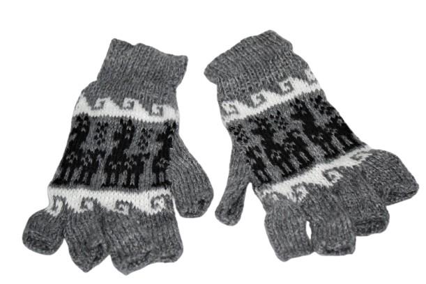 Alpaca Inca Patterned Fingerless Gloves