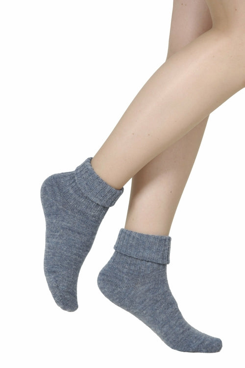 Alpaca wool blue socks for women ALPAKA