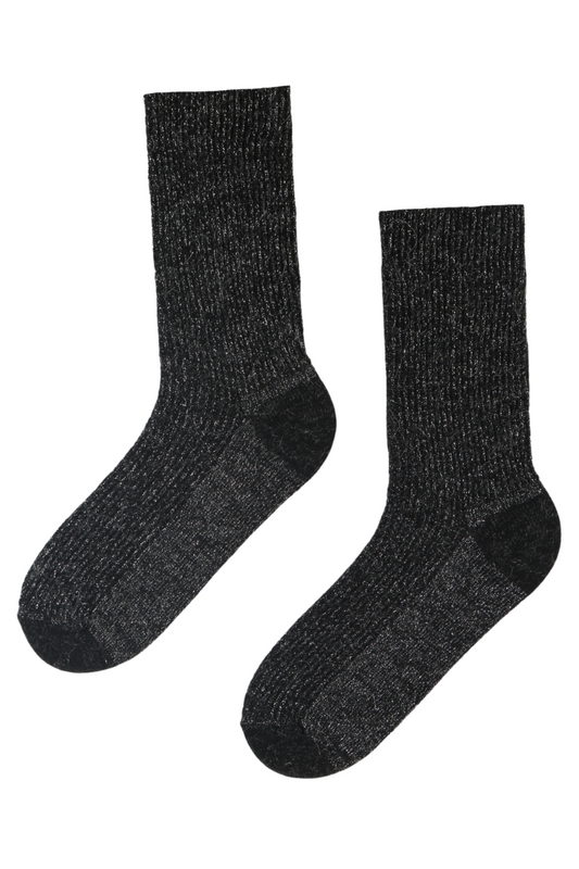 ALPACA WOOL black sparkly socks