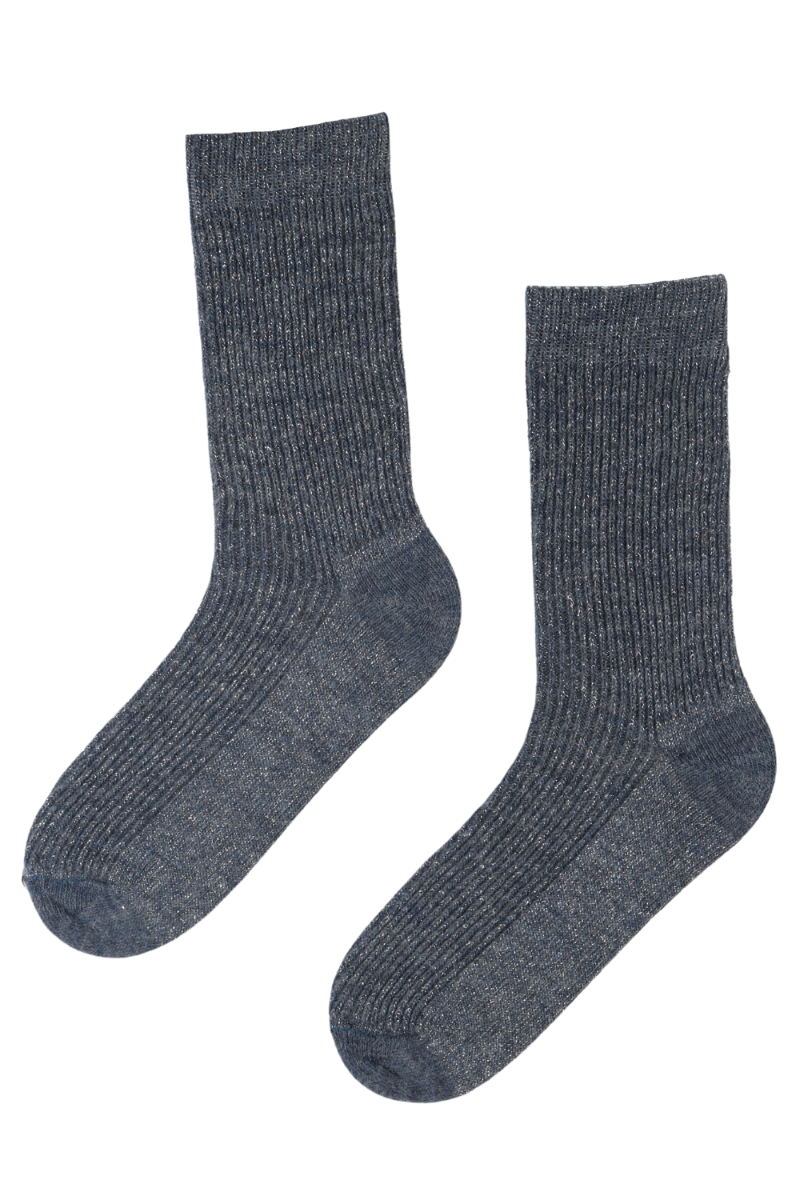 ALPACA WOOL blue glittery socks