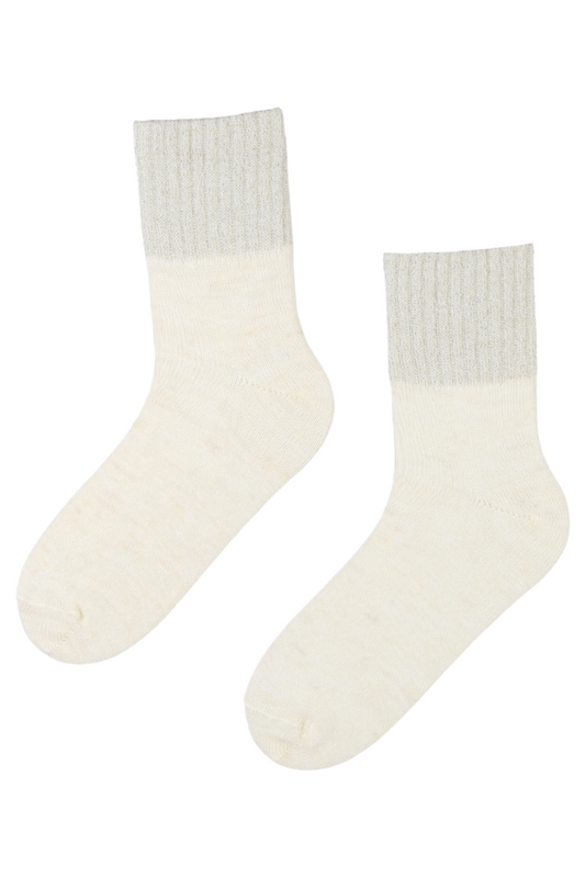 ALPACA WOOL white socks with a glittery edge
