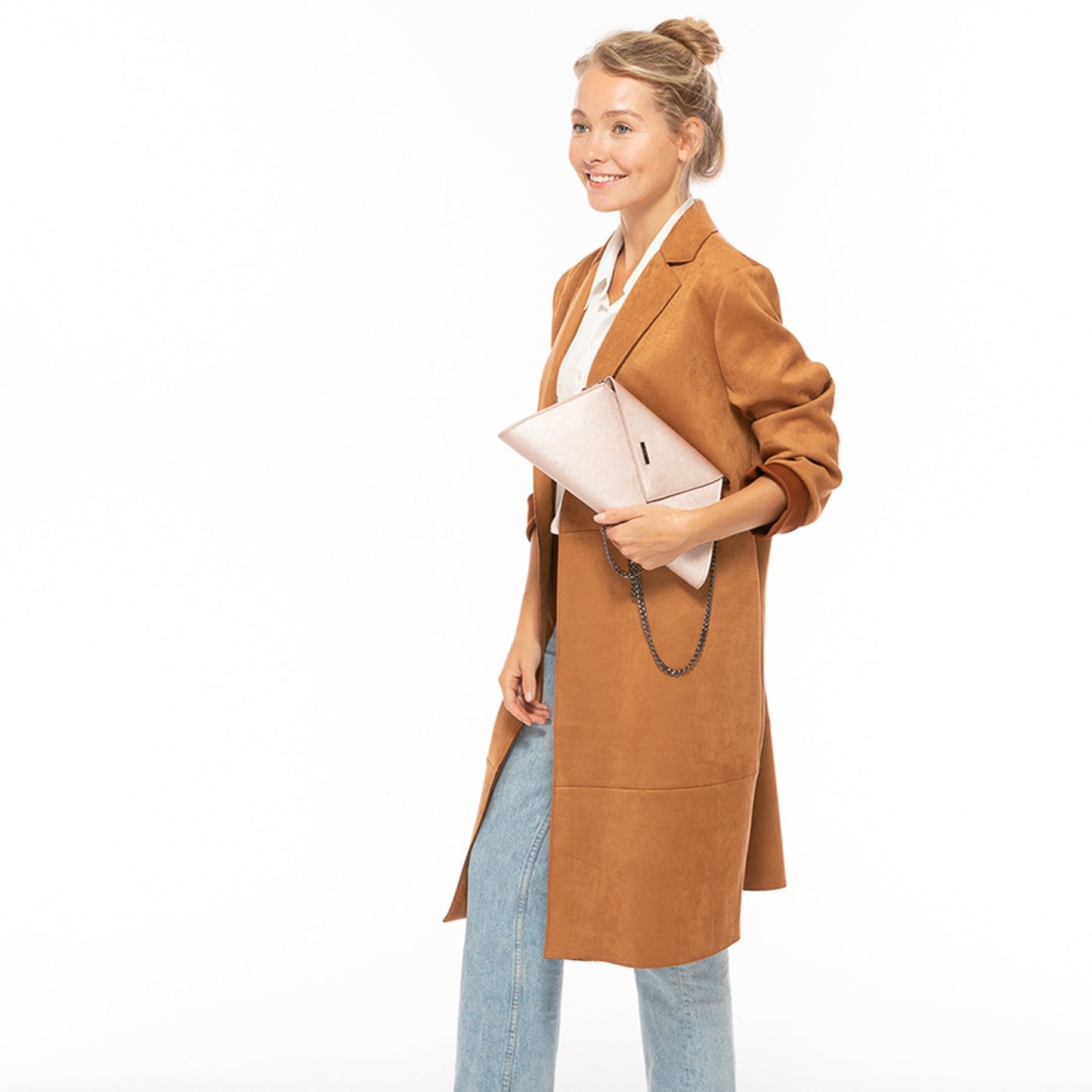 SUSU Rose Gold Metallic Leather Clutch Bag Unique Evening Purse