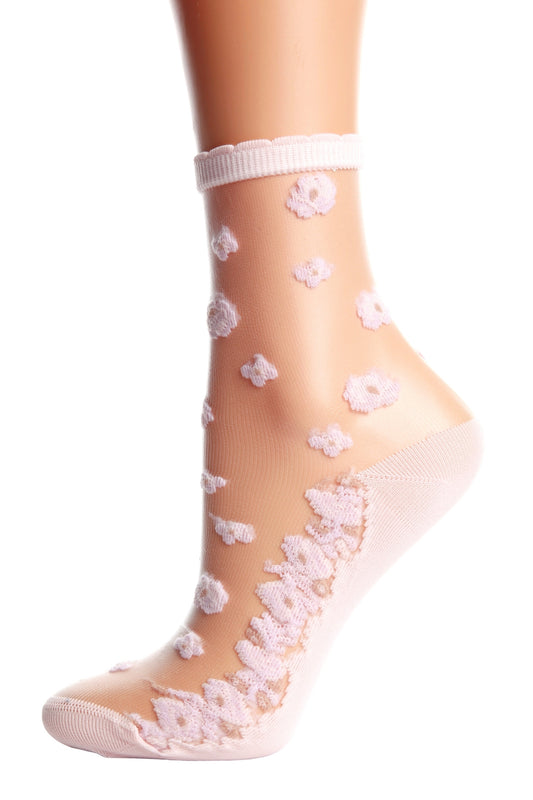 ANTONELLA sheer light pink socks for women