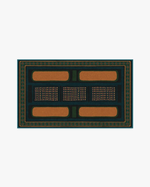 Architectural Digest Nerissa Teal & Gold Tufted Rug