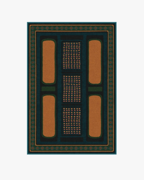 Architectural Digest Nerissa Teal & Gold Tufted Rug