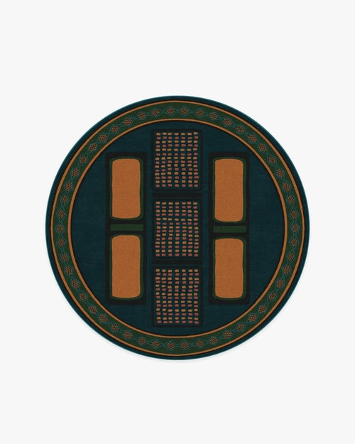 Architectural Digest Nerissa Teal & Gold Tufted Rug