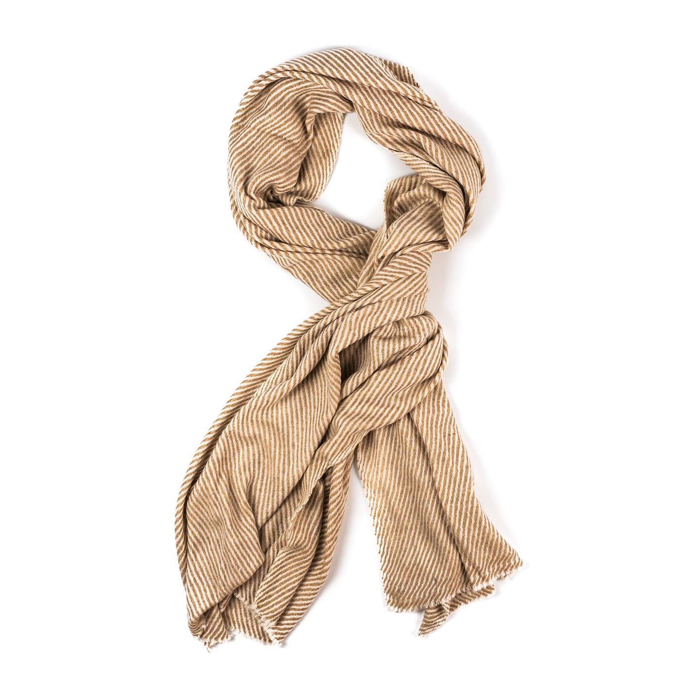 Kaschmirschal hellbraun mit Streifenmuster/ gestreift