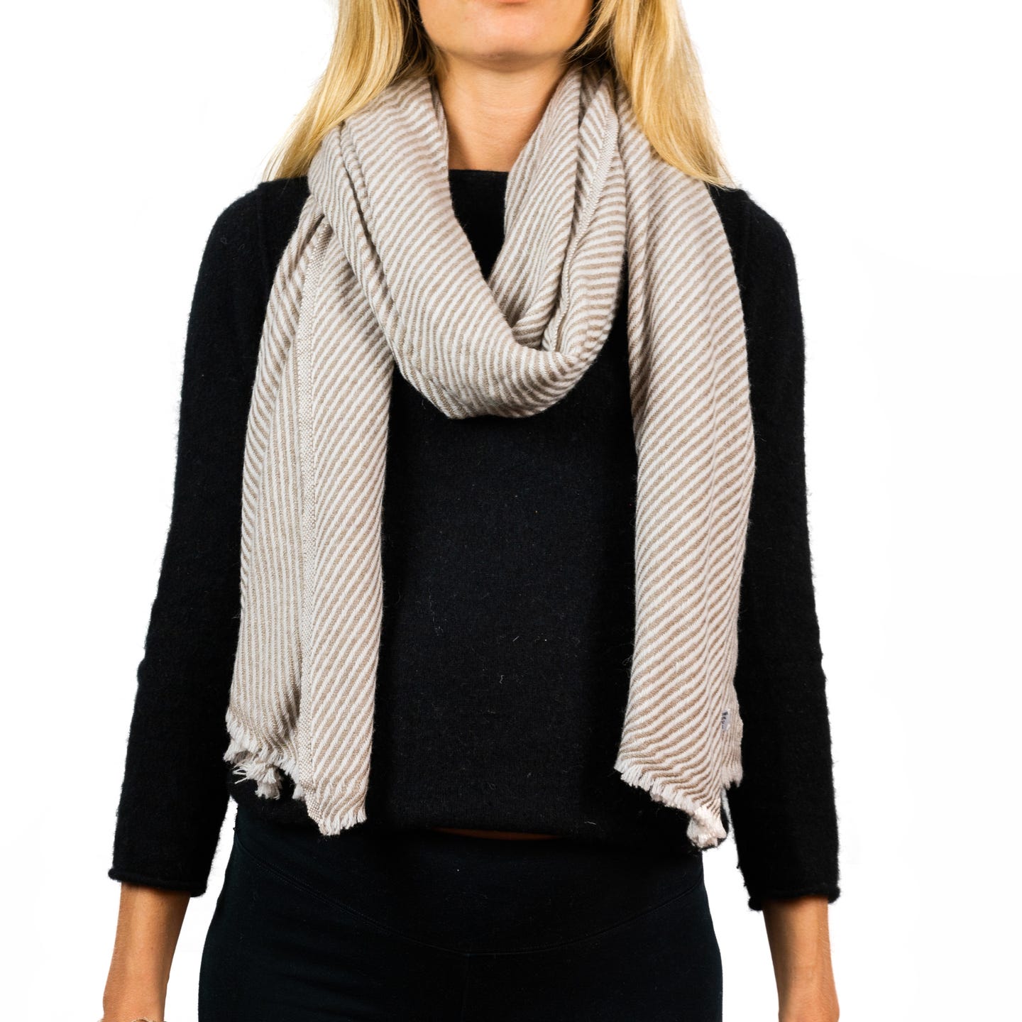 Kaschmirschal braun mit Streifenmuster/ gestreift