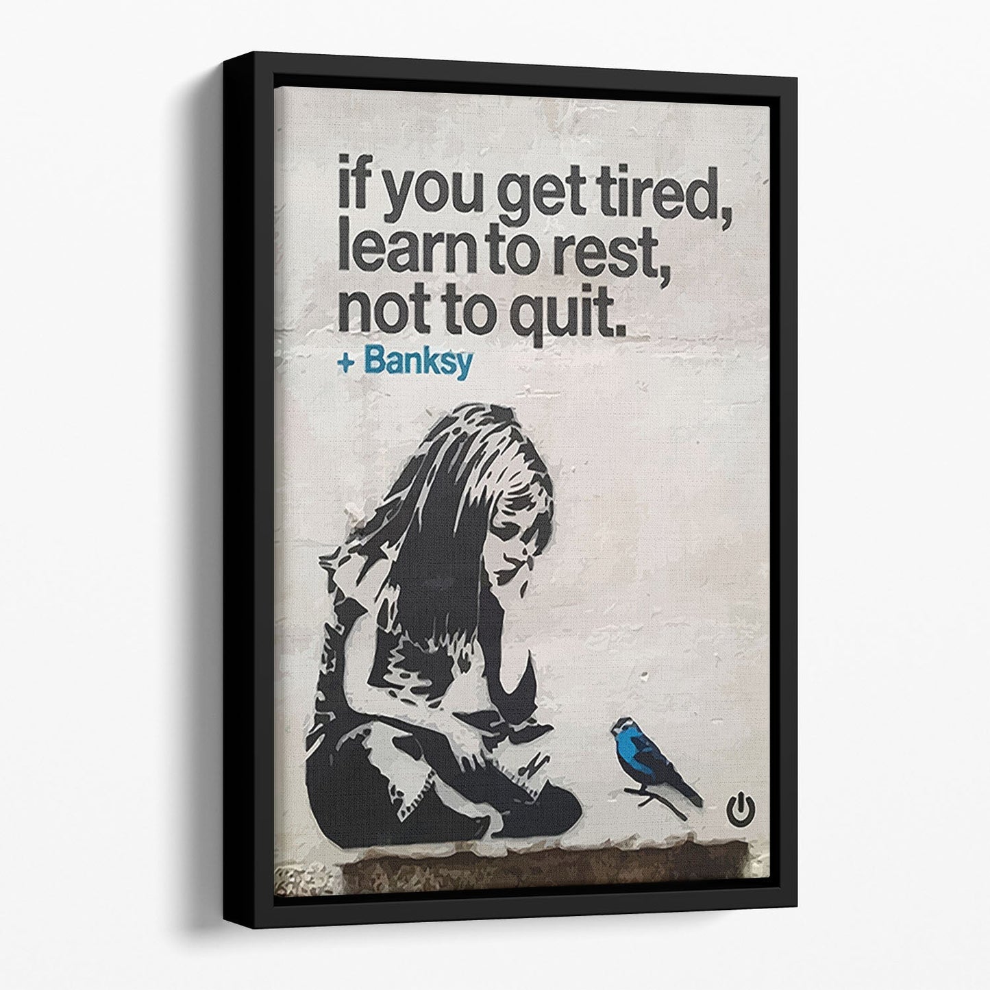 banksy if you get tired Floating Framed Canvas