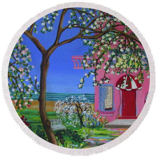 Beach House Cottage - Round Beach Towel