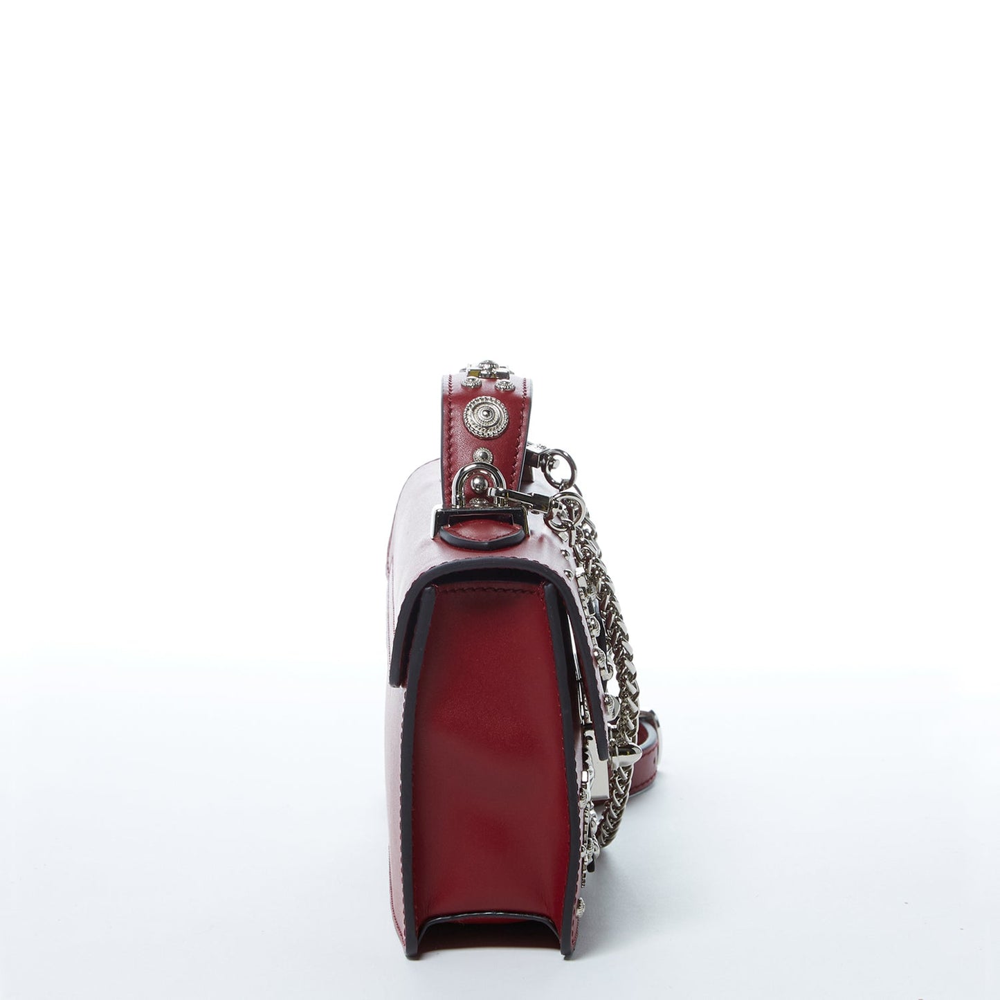 SUSU Studded Small Leather Crossbody Bag Burgundy Purse  Women's