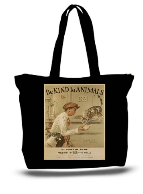 Be Kind To Animals Vintage Large Tote Grocery & Stuff Bag