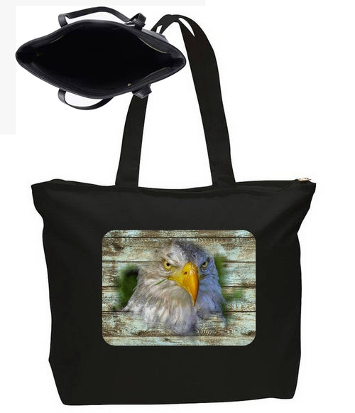 Bald Eagle Large New Zipper Tote Bag