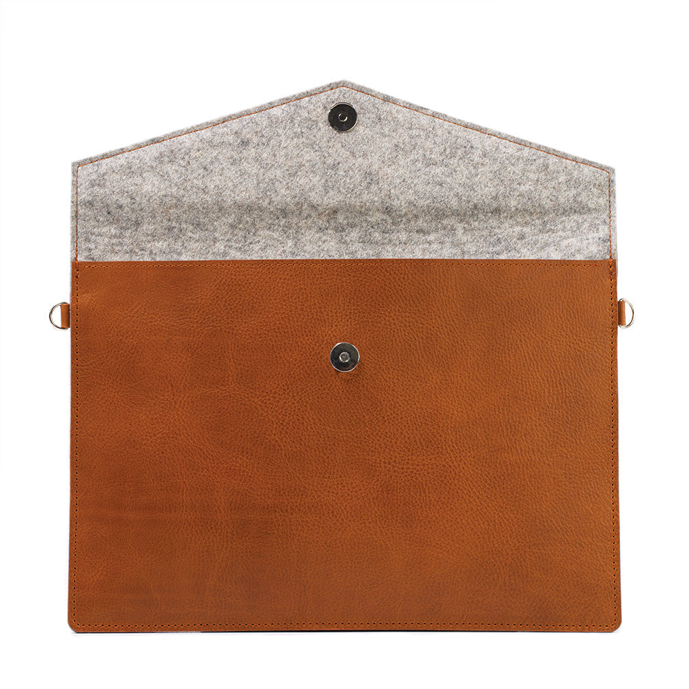 Leather Bag for MacBook with a pocket for iPad