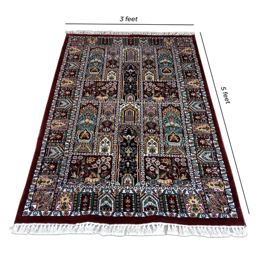 3ft×5ft Hand Knotted Viscose Silk Carpet Hamadan