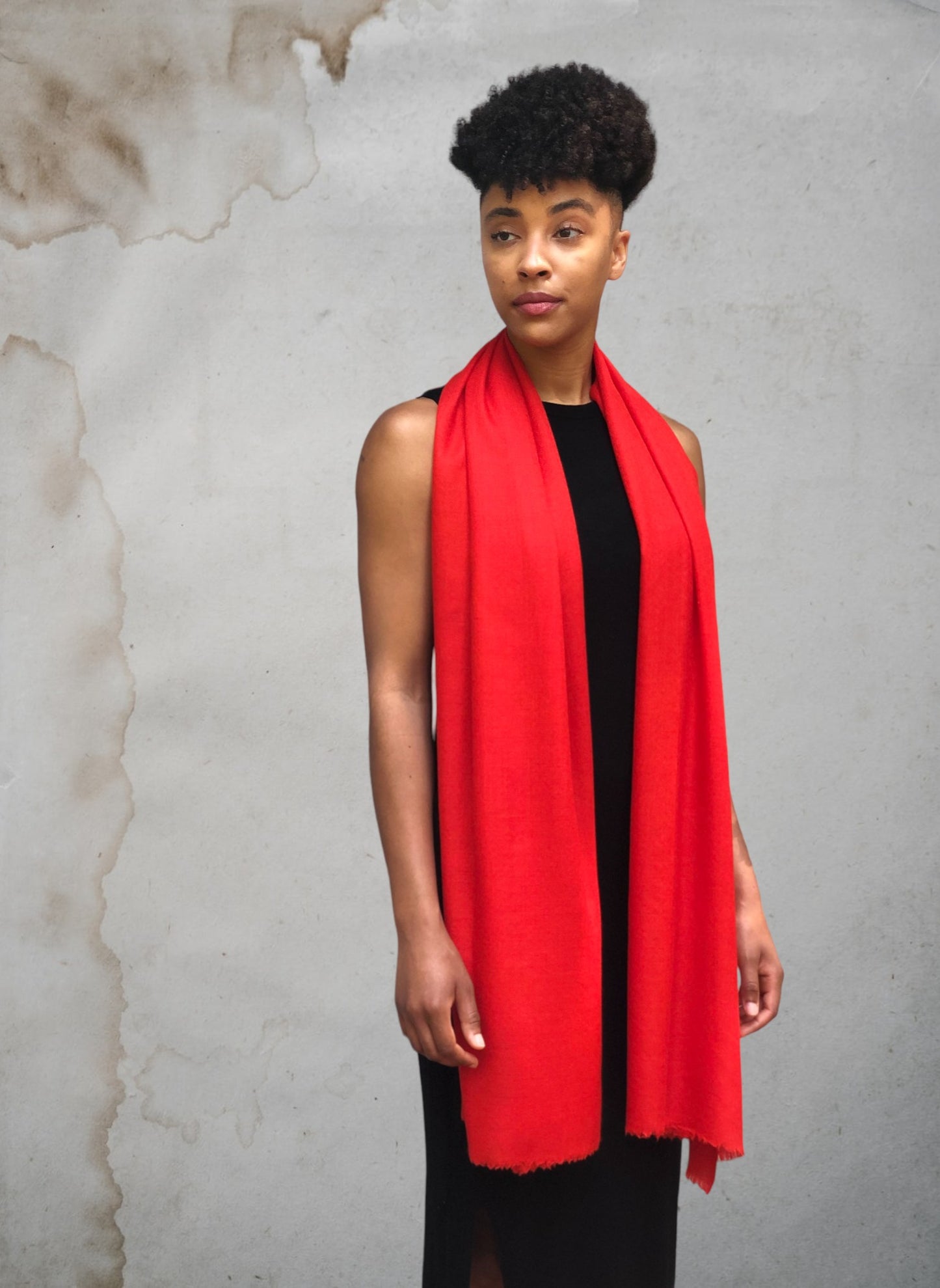 Red Cashmere Thin Weave Solid Scarf