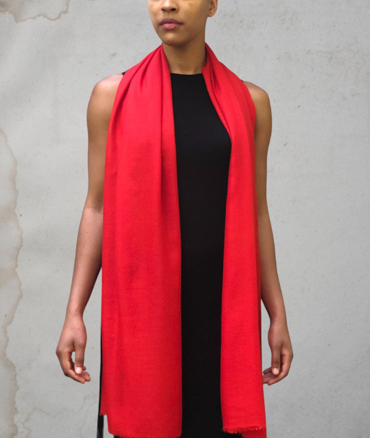 Red Cashmere Thin Weave Solid Scarf