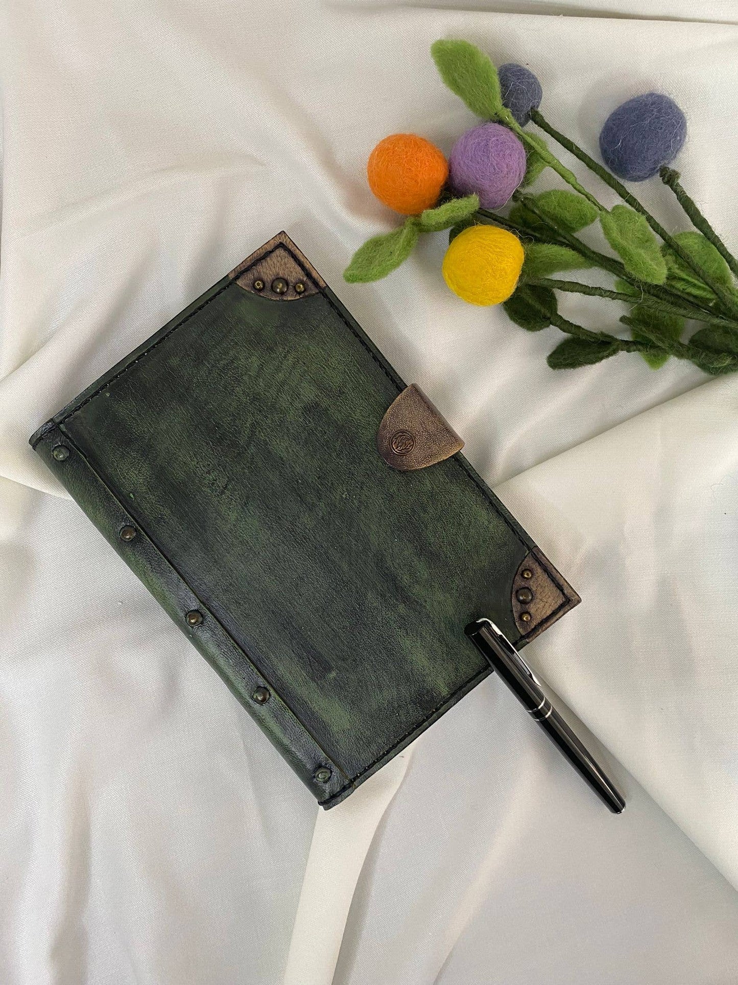 Dark Green Color Leather Craft Notebook Journal Diary