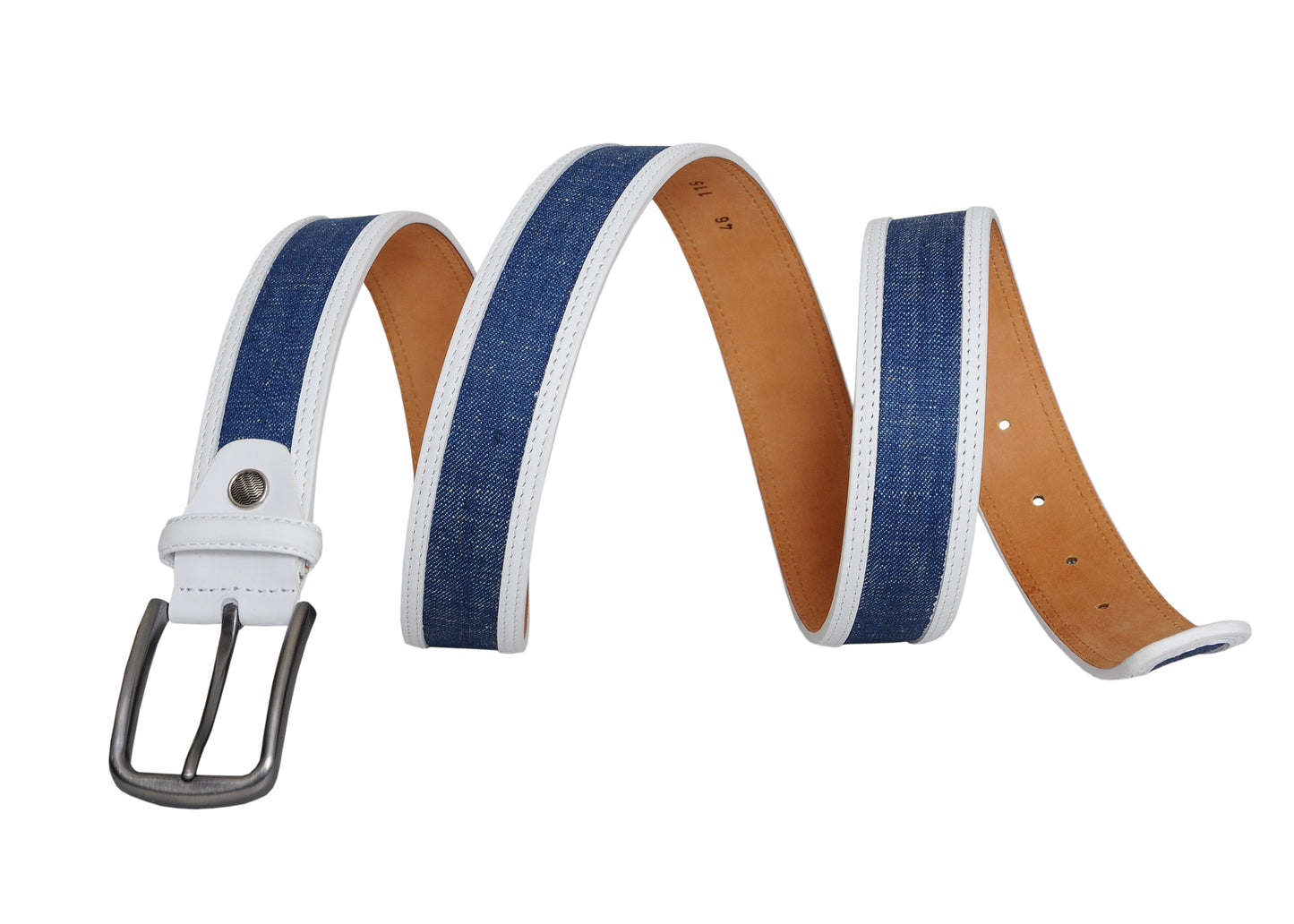 Swindon White Blue Leather Men Belt